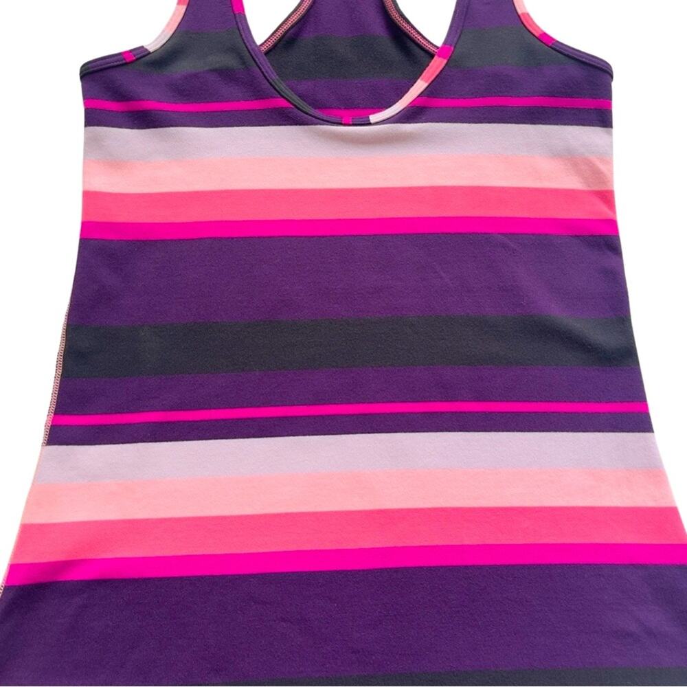 Lululemon Athletica Cool Racerback Tank Stripe Bleached Coral Pink Purple Black - Picture 3 of 16